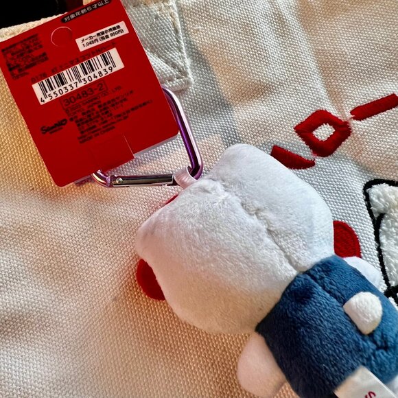 NWT Sanrio Hello Kitty Embroidered Canvas Tote Bag with Charm - Picture 4 of 11